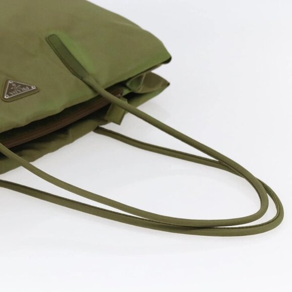 PRADA Tote Bag Nylon Khaki Silver Auth - Picture 6 of 16